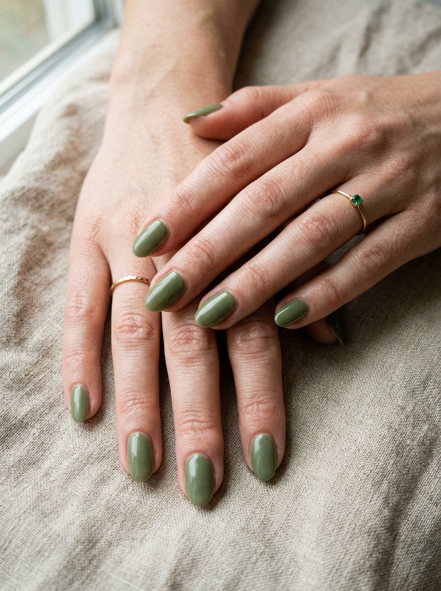 Moss Green Nails